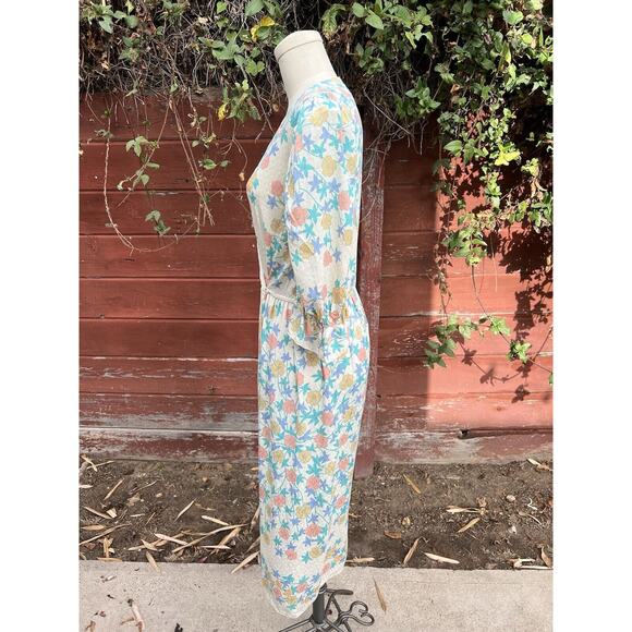 Vintage 80's Diane Dickinson for Gentillesse Silk Floral Wrap Dress Size Medium - Picture 5 of 8